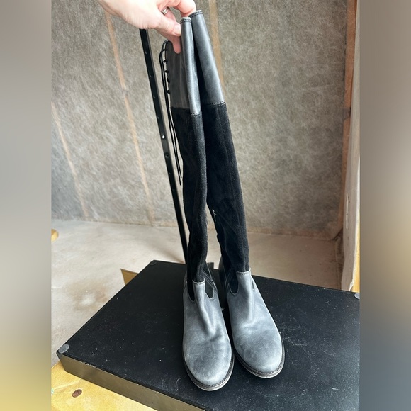 Lucky Brand Komah Black Tall Knee High Leather Suede Boots size 11 - Picture 4 of 11